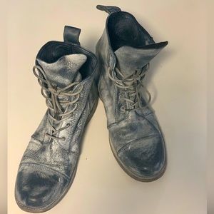 allsaints white gray  leather military boots men’s Size:UK 41